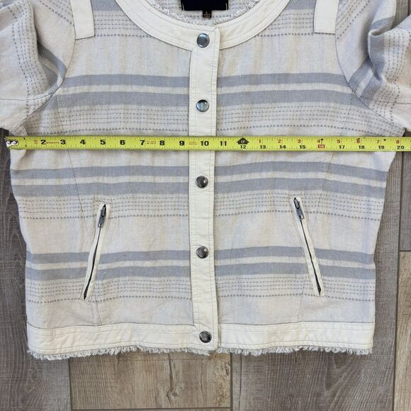 Jack BB Dakota Womens Striped Linen Blazer Jacket Size L Neutral Chic Coastal - Picture 11 of 13
